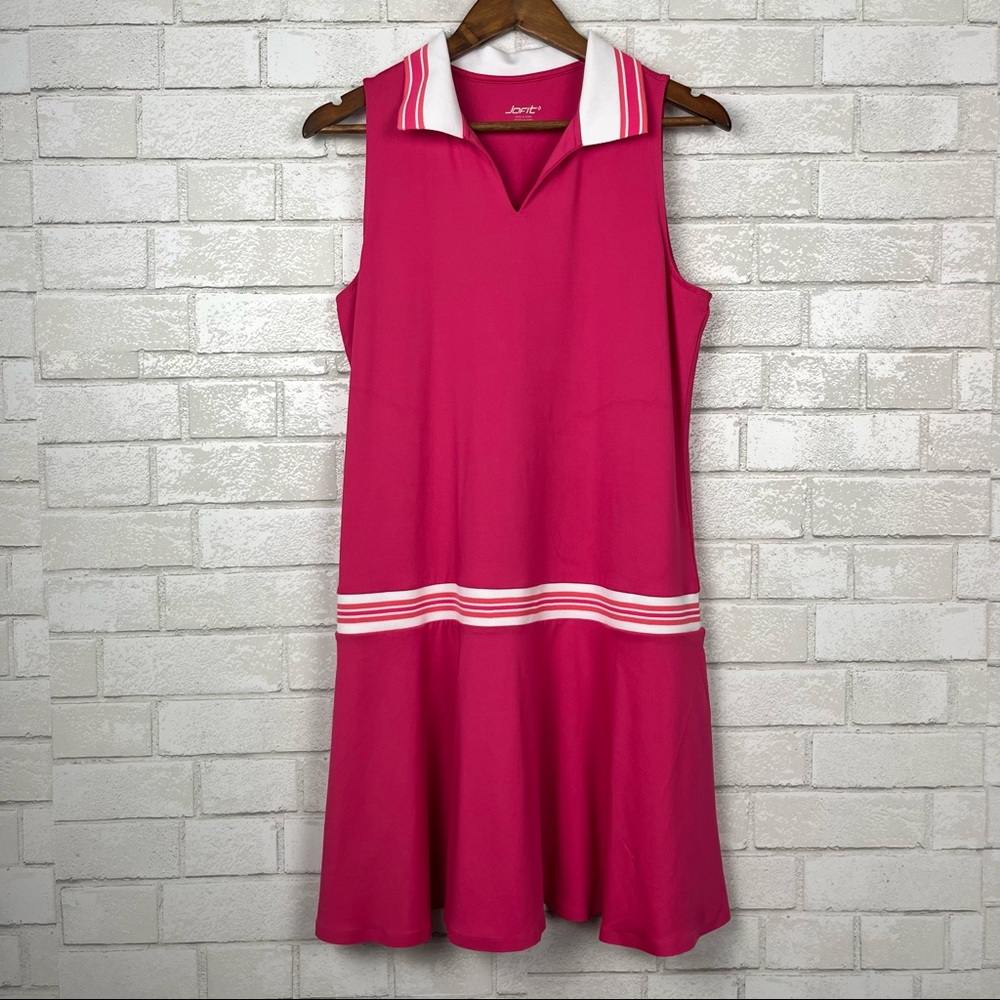 Jofit Hot Pink Vibrant Bright Collar Tennis Performance Athletic Golf Dress M